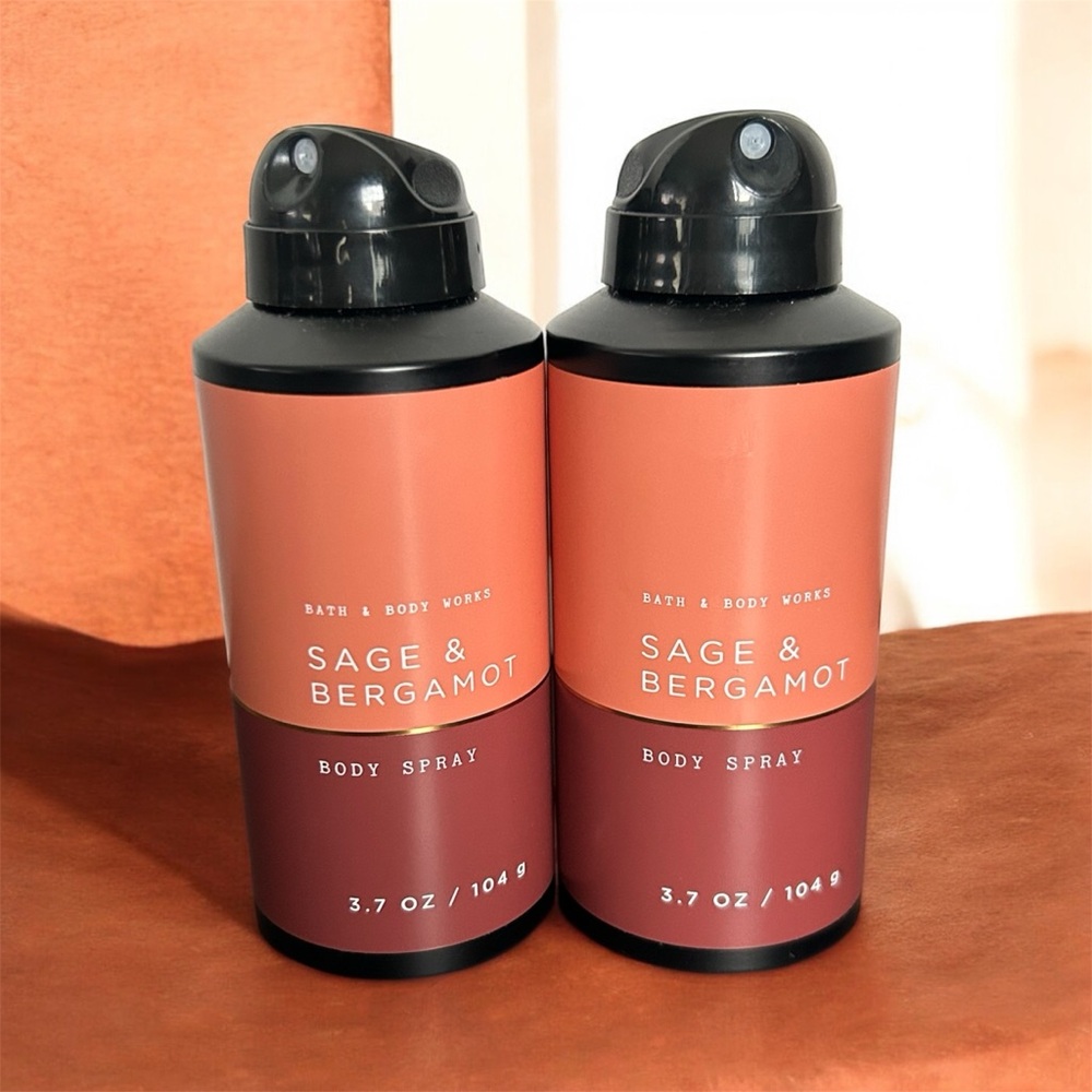 Bath & Body Works SAGE & BERGAMOT MEN'S COLLECTION BODY SPRAY 3.7 OZ X2 NEW!